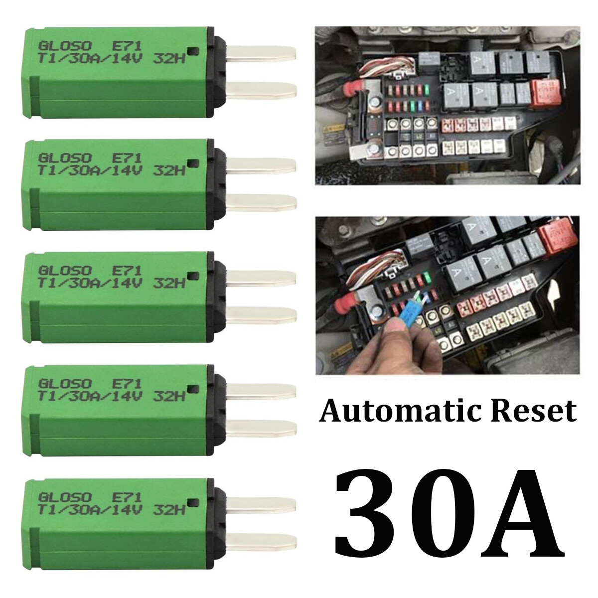 5x 30 Amp Circuit Breakers Mini ATM Blade Fuse Resettable Car Boat Marine Truck