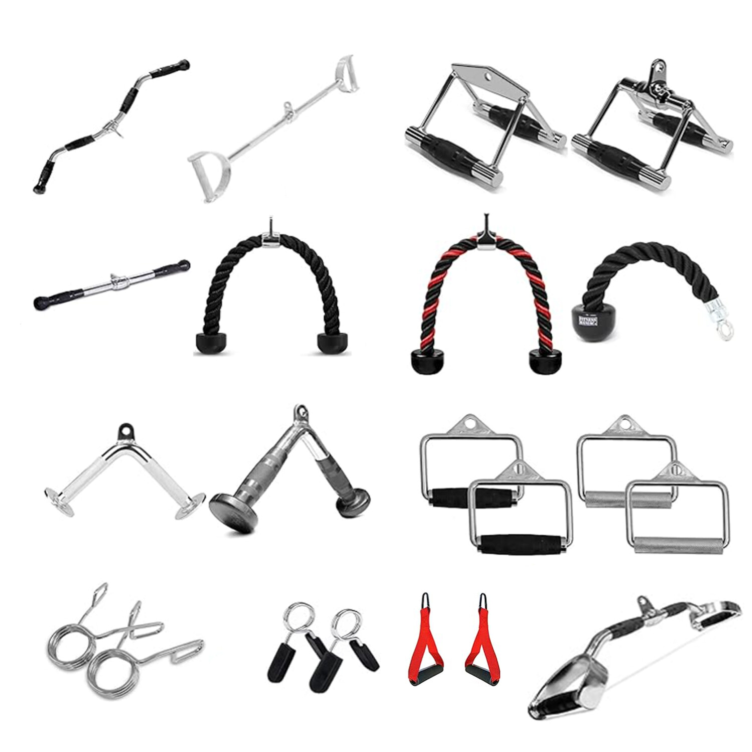Home Gym Attachments Tricep Rope Lat Bar Press Down Cable Machine Curl Pull down