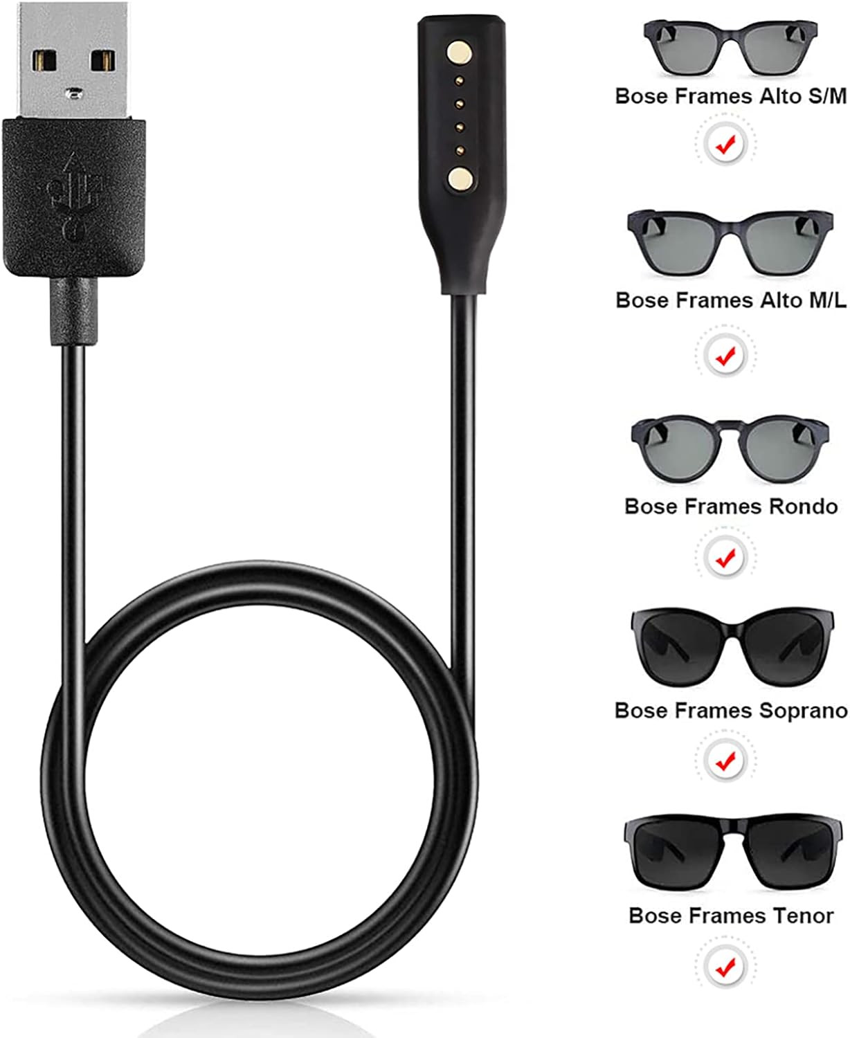 Charger Cable for Bose Frames Audio Sunglasses Replacement USB Charging Cord ...