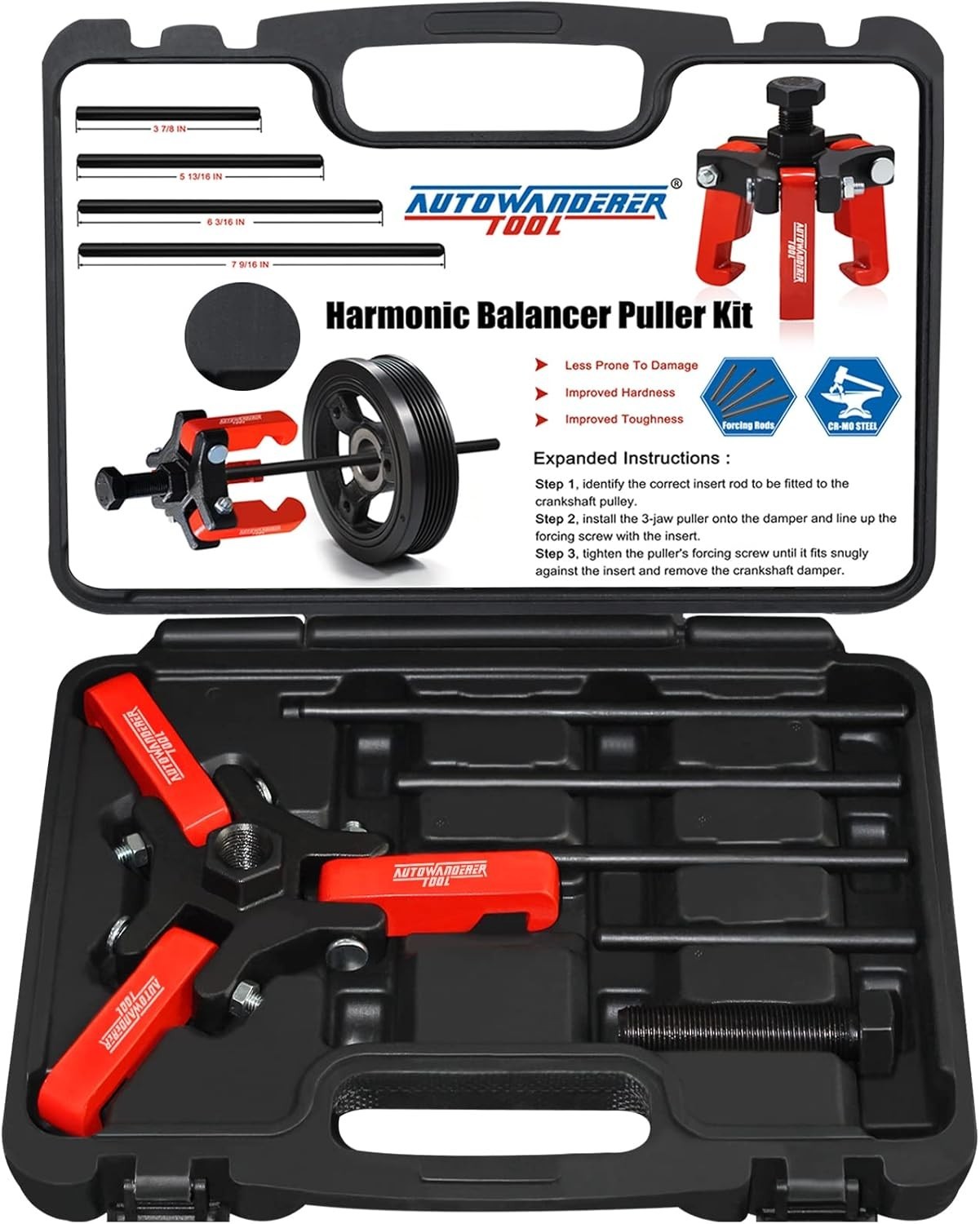 Harmonic Balancer Puller with Adjustable 3-Jaw Puller Kit, Forcing ... Fast Ship