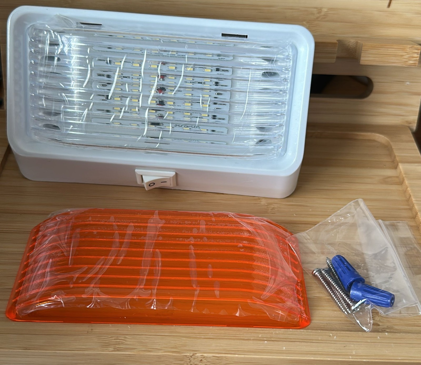 Leisure LED RV Porch Light 12V 280LM White Base Clear Amber Lens 1-Pack