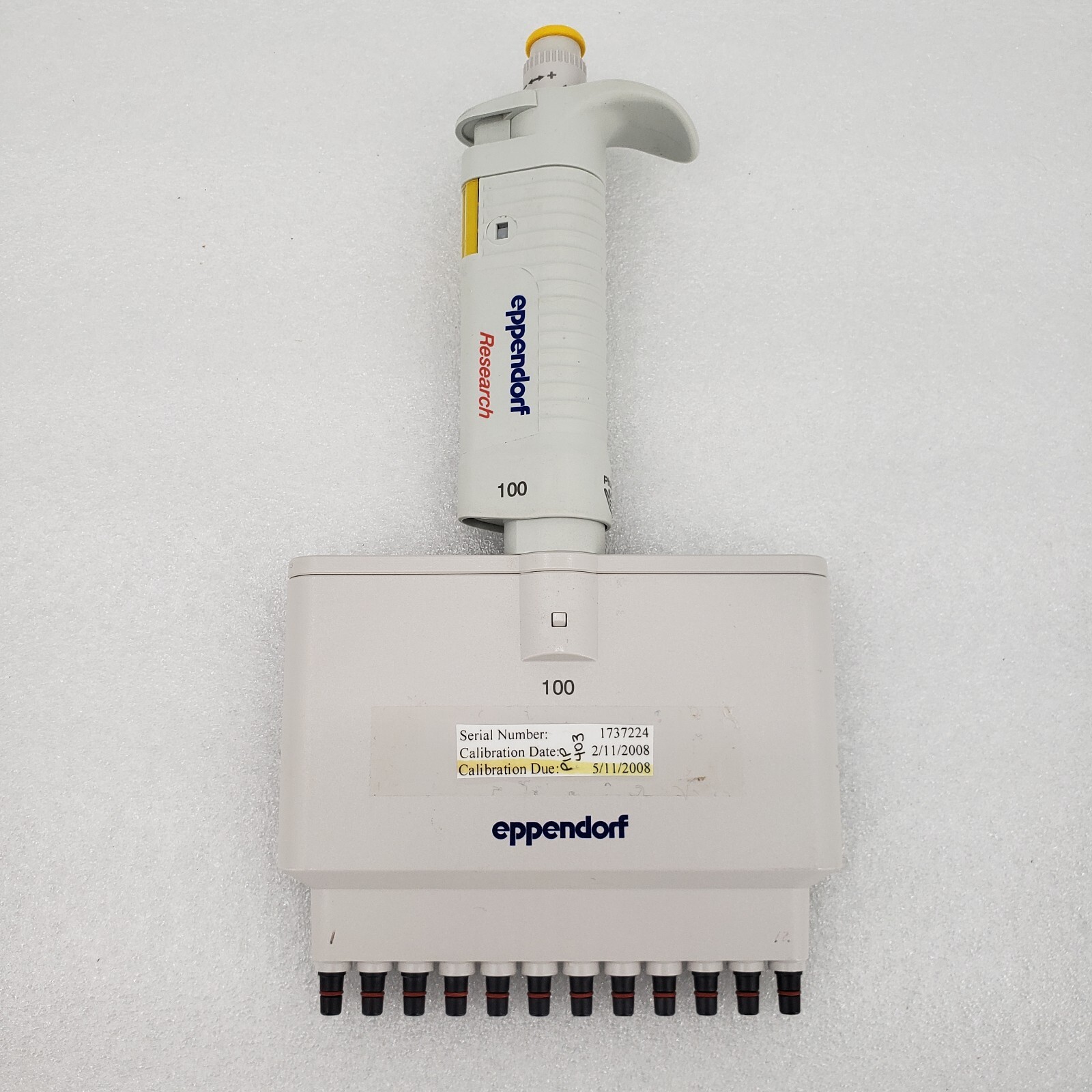 Eppendorf Research 100 12 Channel Pipette, Pipet 10-100uL