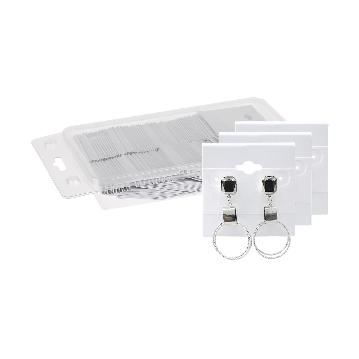MOOCA Plain 2 x 2 in White Hanging Earring Cards, Velvet 2"W x 2"H,
