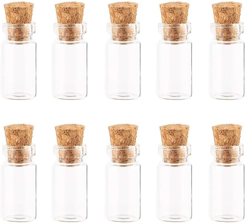 10 Elegant 1ML Glass Bottles with Cork Stoppers for Wedding Favors & Messages