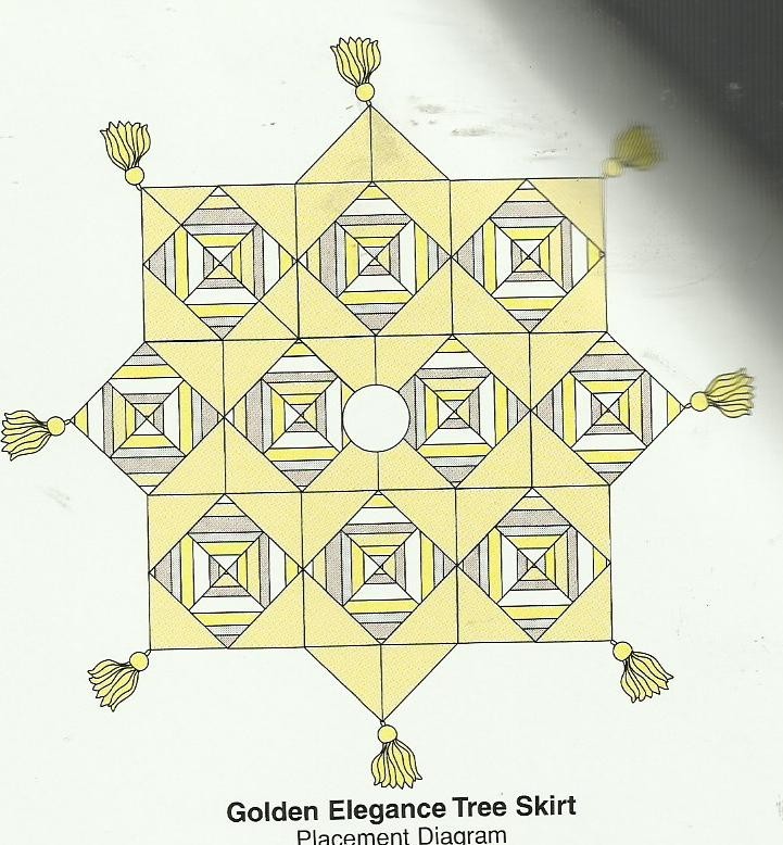 E0600 GOLDEN ELEGANCE TREE SKIRT & STOCKING QUILT PATTERN/INSTRUCTIONS