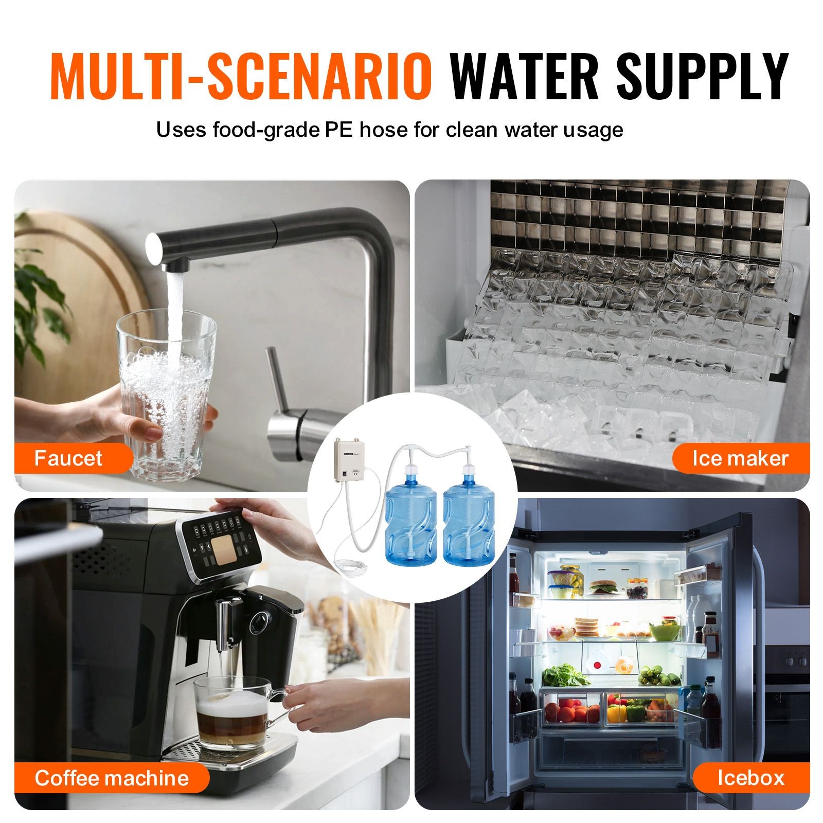 Dual 5 Gallon Water Pump for Fridge, Coffee Maker, Ice Machine