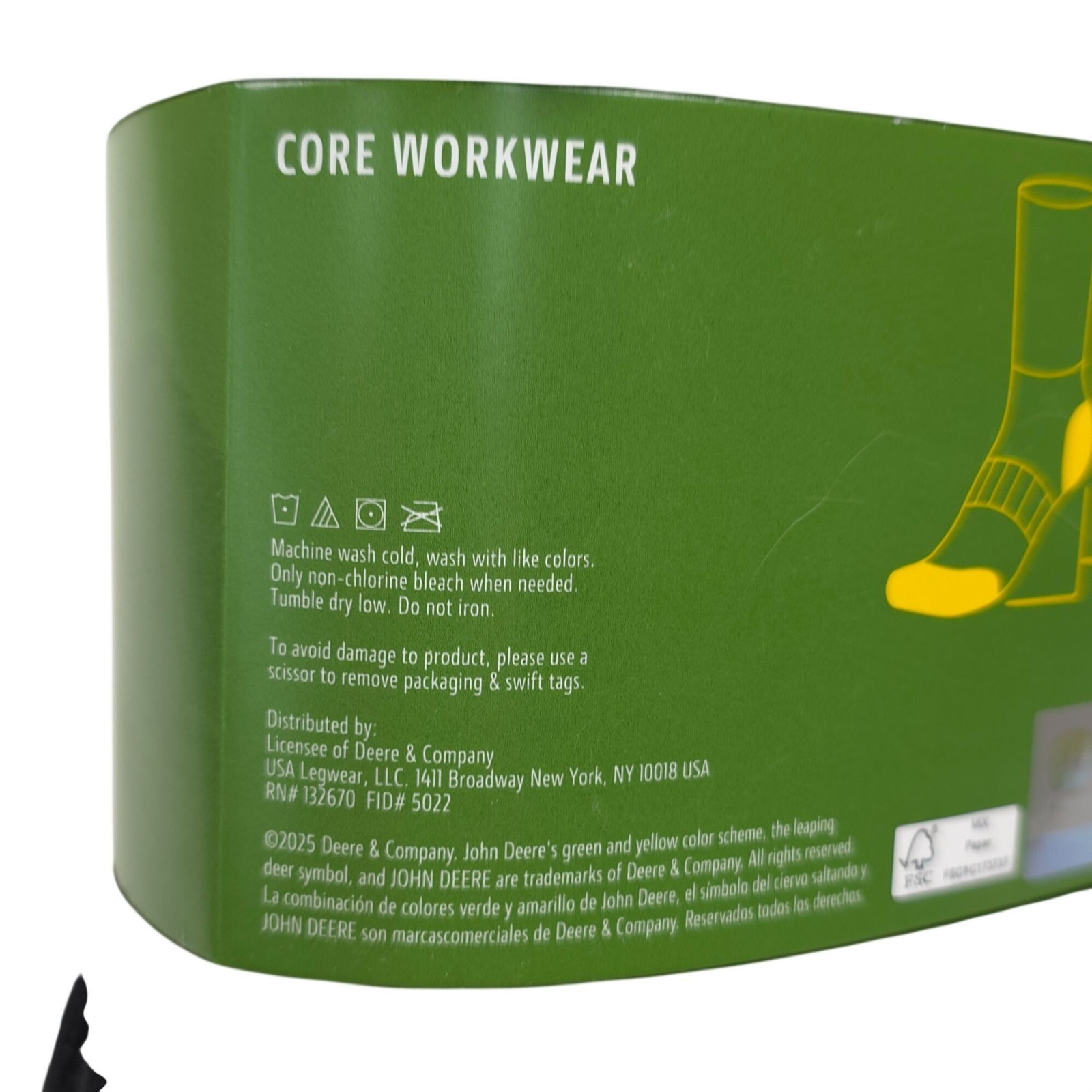 John Deere Mens Core Workwear Cushioned Crew Socks 6-Pack Shoe Size 6-12.5 Black
