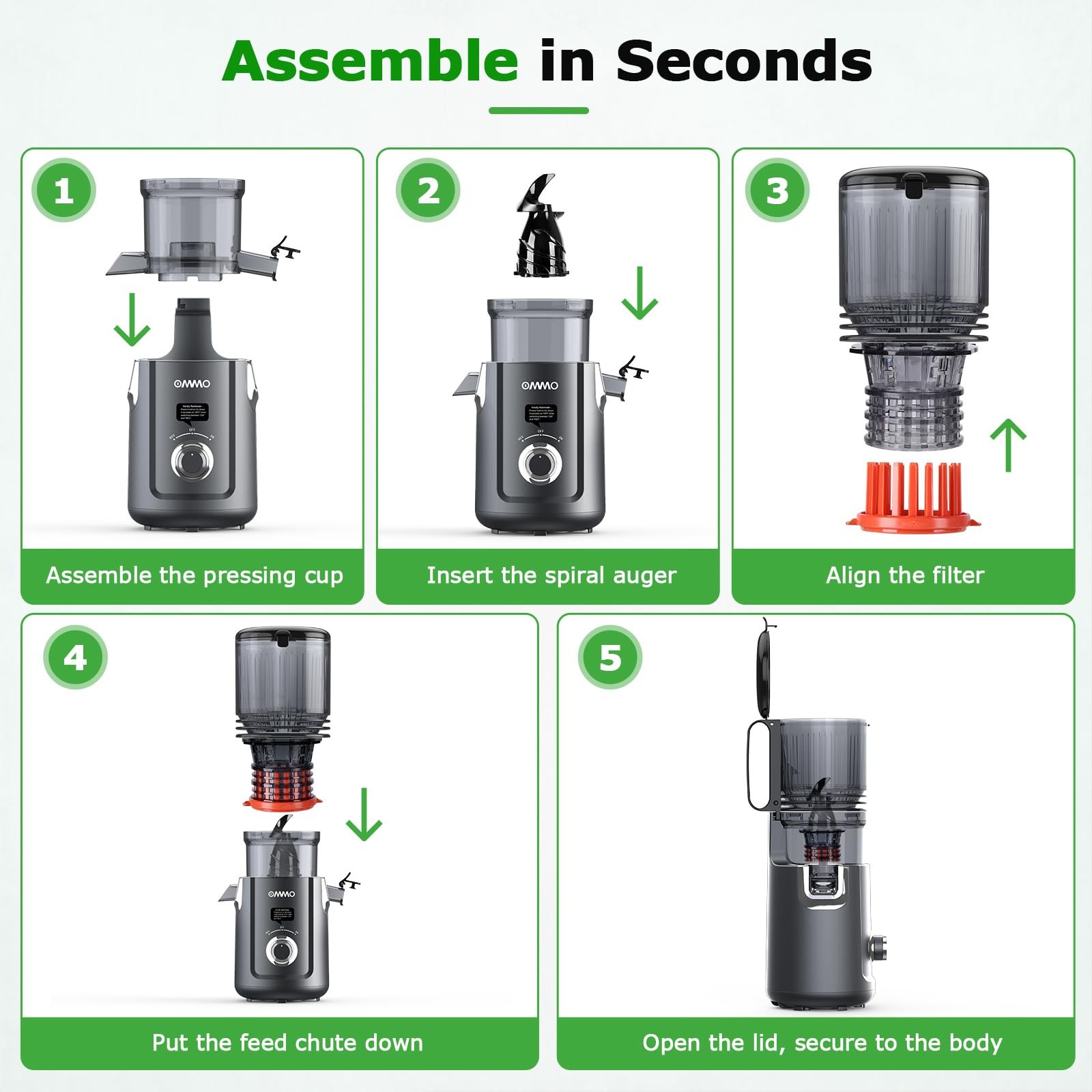 Cold Press Juicer Machines: 5.1" Wide Feed Chute Slow Masticating Juicer for ...