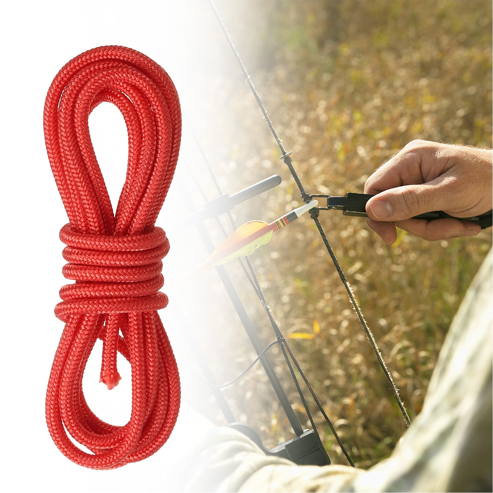 Archery D Loop Rope 3.3 FT, Bow String Release Nock Wire Nocking Loop, Red