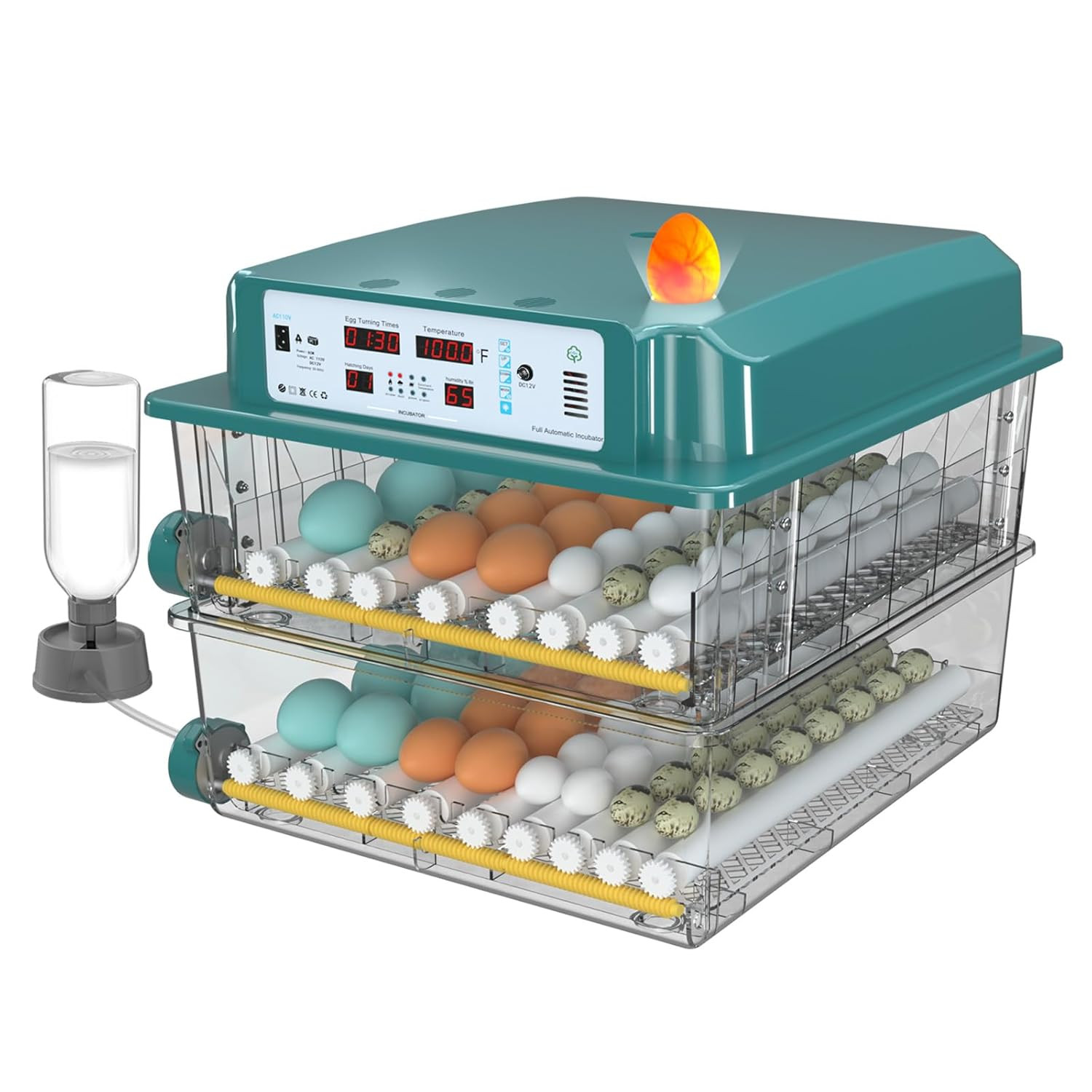 Incubators for Hatching Eggs 120, Chicken Egg Incubator w/ Automatic Egg Turning