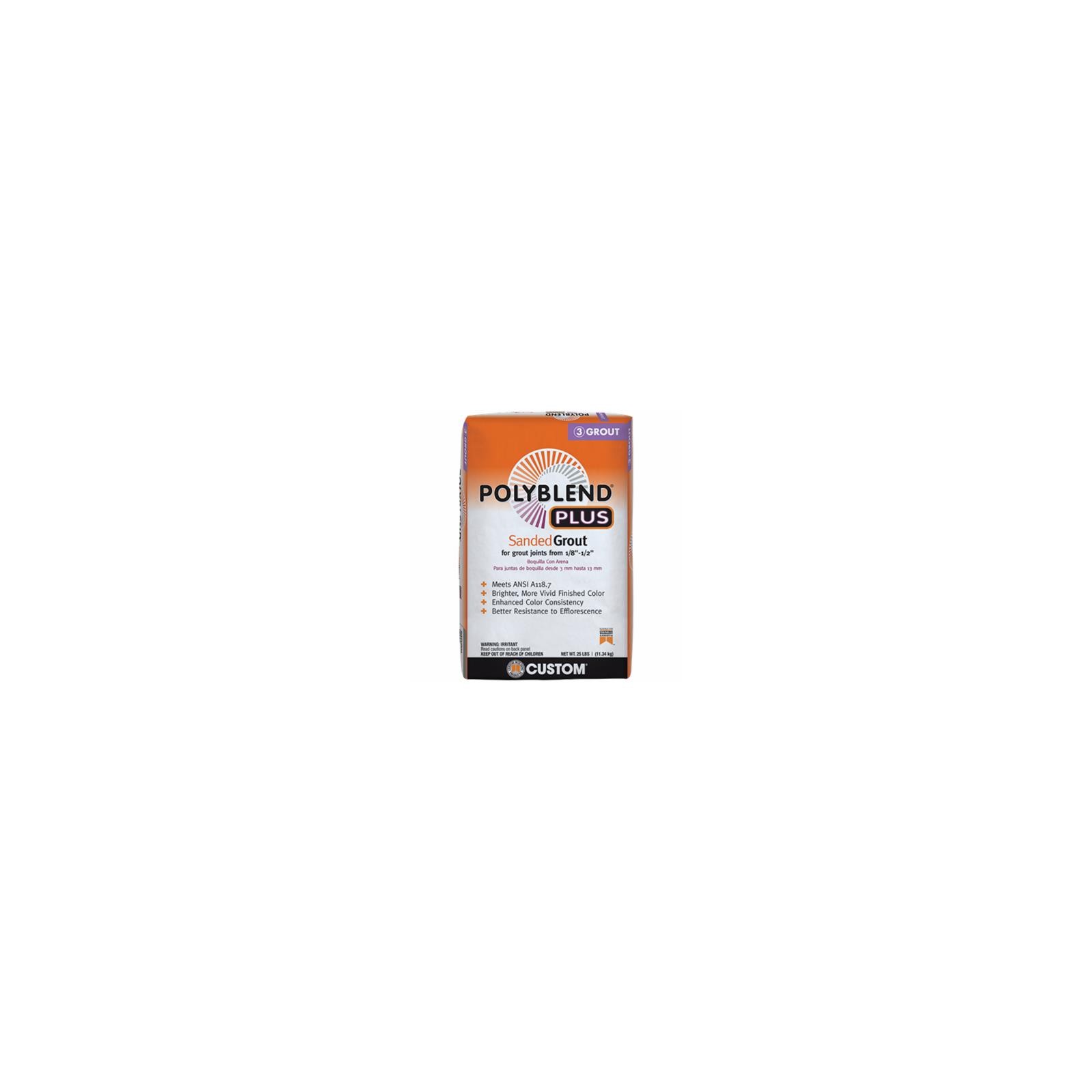 Custom Building Products PBPG11525 Polyblend Plus Sanded Grout, Platinum, 25 Lb.