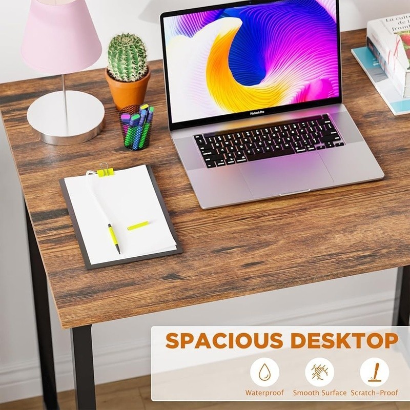 Compact Computer Desk Small Metal Frame Sturdy Writing Table Home Office Gaming