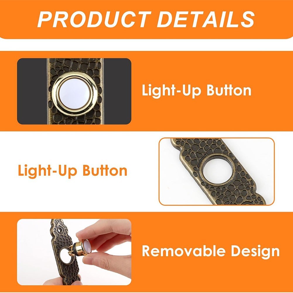 Replacement Wired Doorbell Button Bronze for Residential Commercial