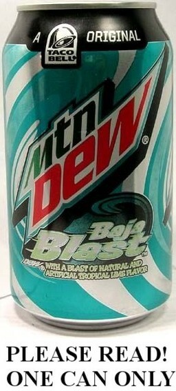 Mountain Dew Baja Blast Tropical Lime Taco Bell FULL NEW 12oz Can Pepsi USA 2014