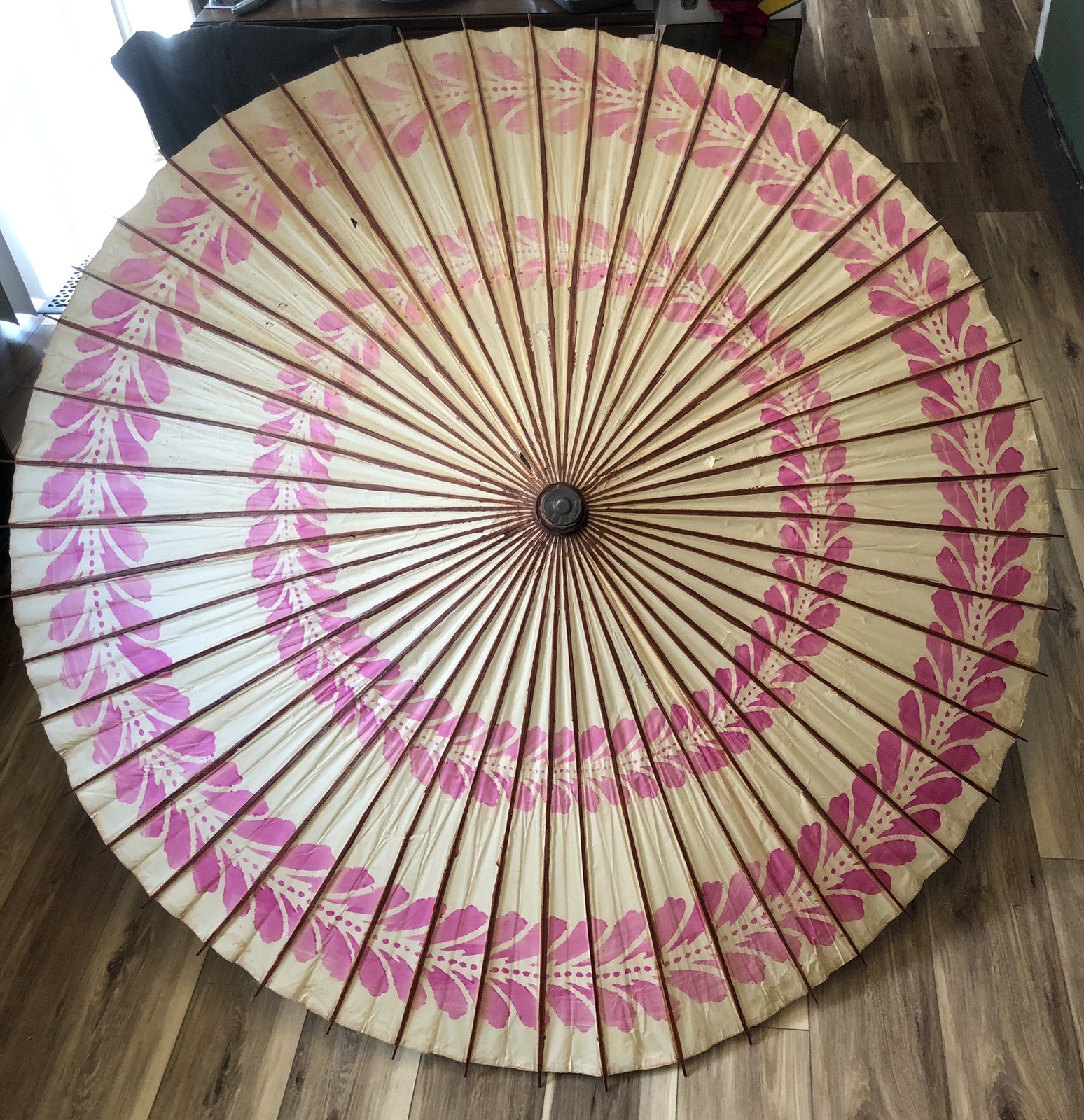 Japanese Vintage paper & Bamboo umbrella  world war 2  Era Japan 60” Rare