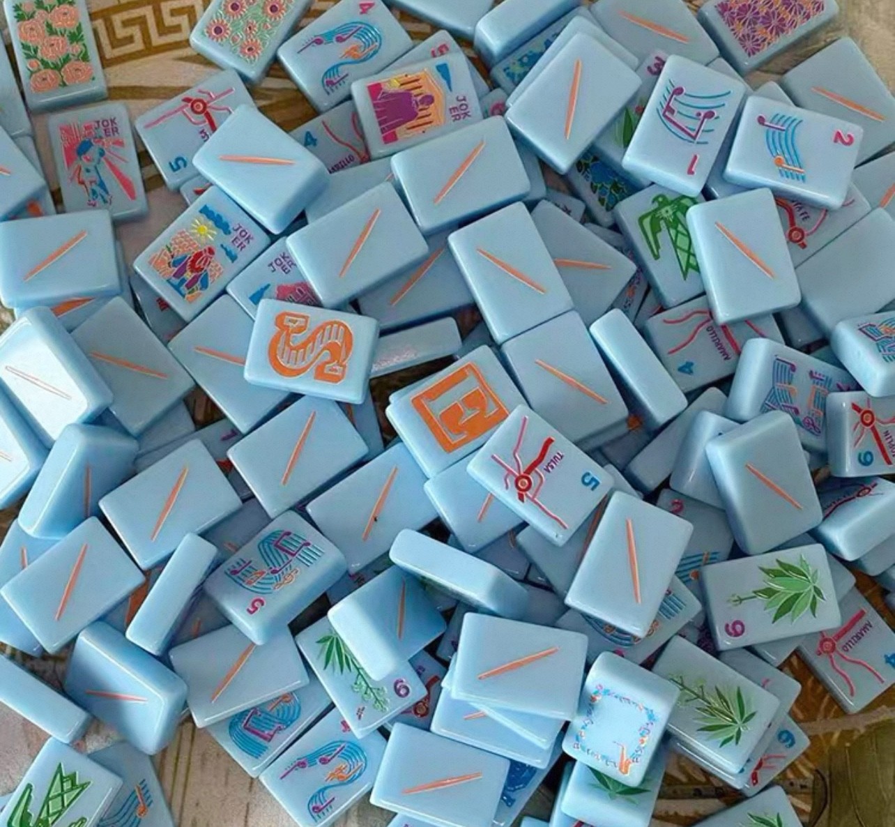 American Mahjong Tiles set ,160 tiles, Apple-green +Free storage bag