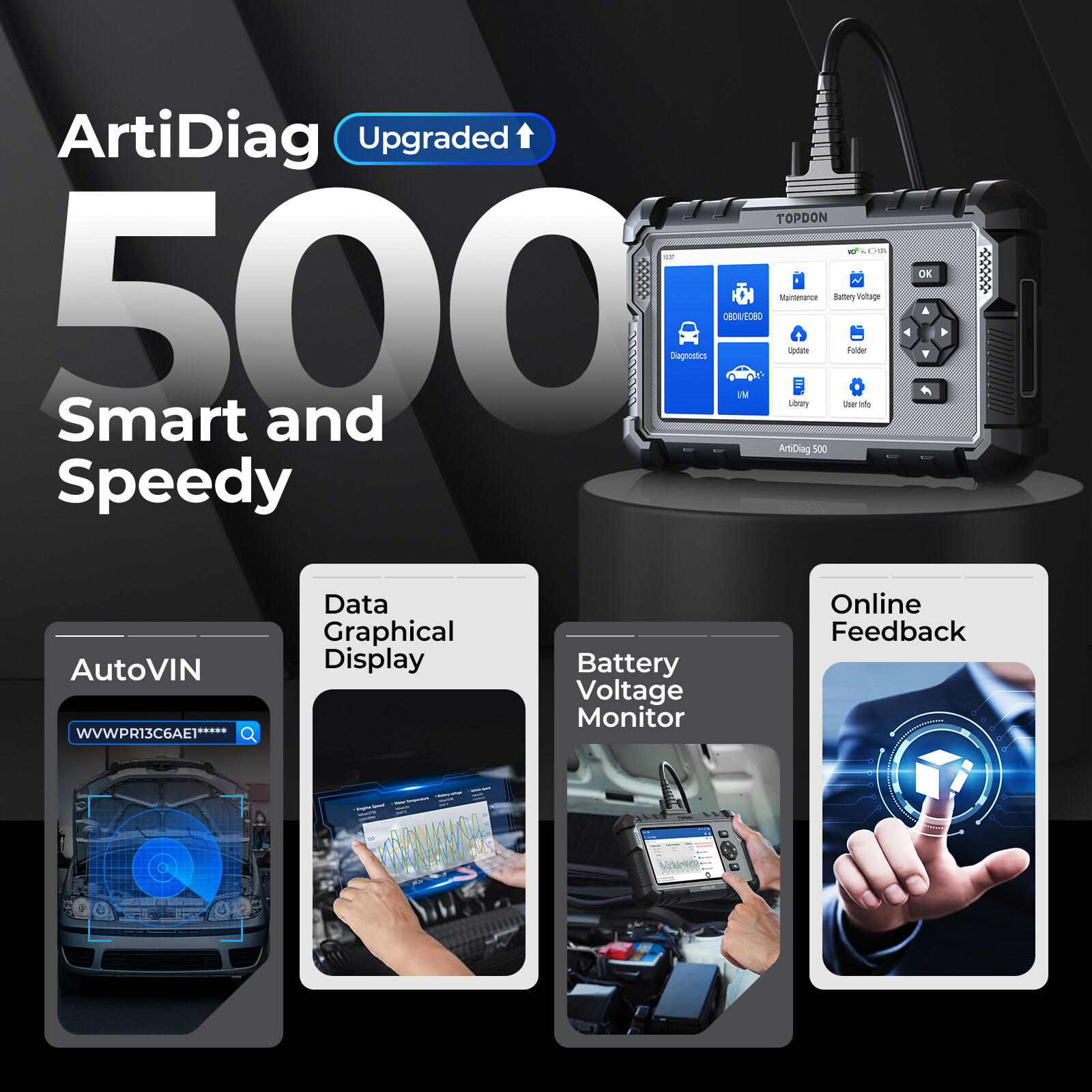 TOPDON AD500 OBD2 Scanner Car Code Reader Scan Tool 6 Reset Functions AUTO VIN
