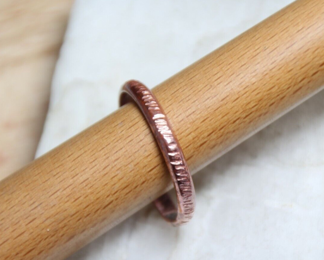 Copper Ring Stackable Hammered Rings band Size 14.5 Wedding Ring 3mm width