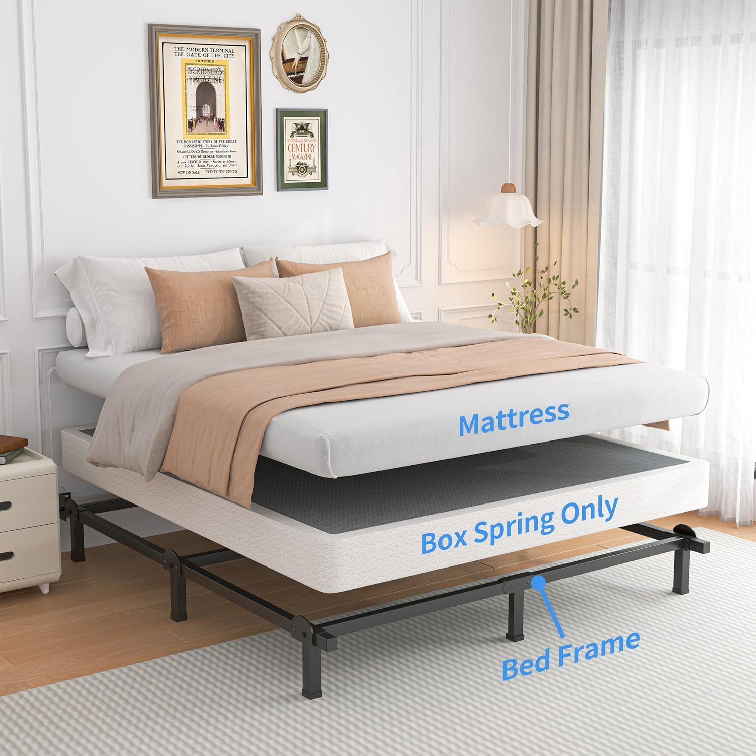 10" King Heavy Duty Metal Box Spring, 3500Lbs Capacity, Easy Assembly