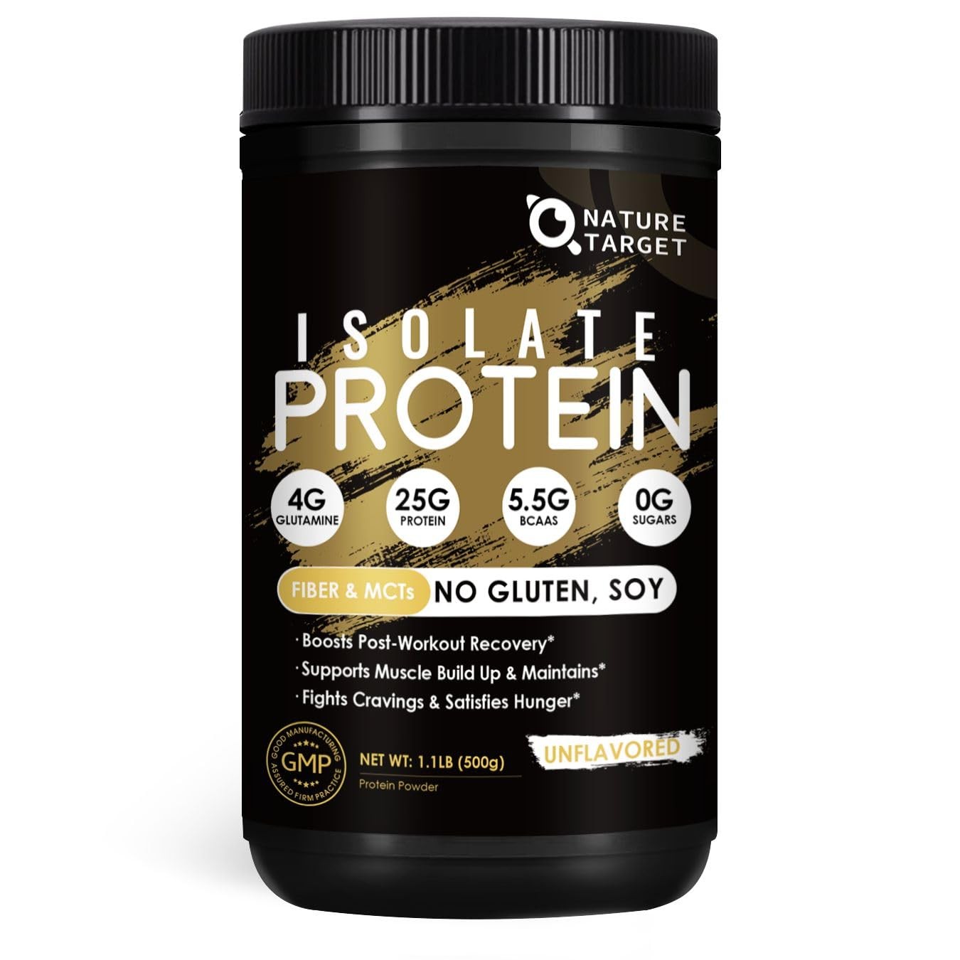 NATURE TARGET Whey Protein Powder, Unflavored - Whey Protein Isolate, 25g Protei