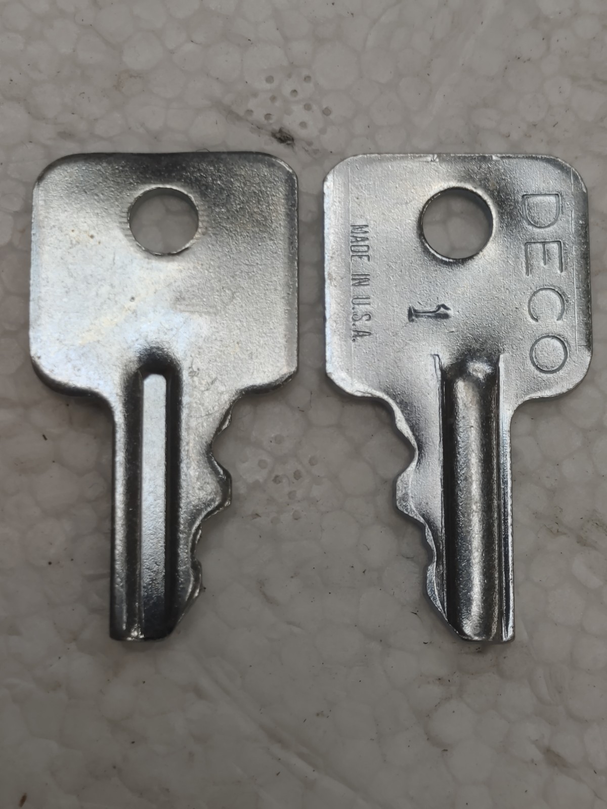New Old Stock Deco 1 Precut Key Set of 2 NOS Stamped Steel Keyblank Pair