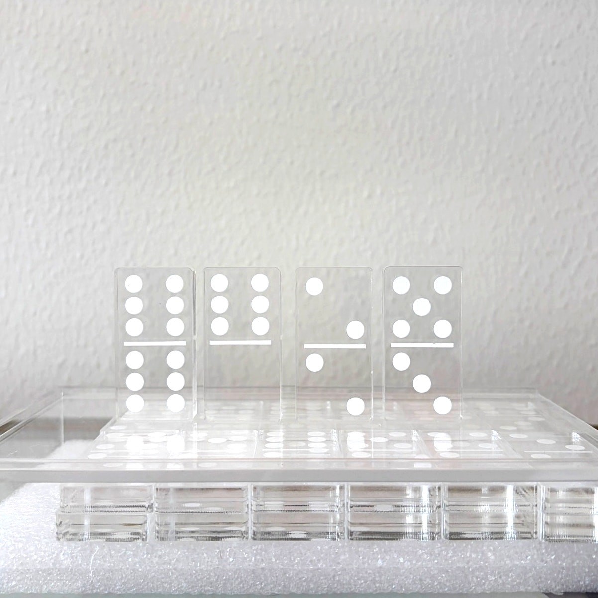 Clear Acrylic Dominoes Game Set in Case 4x7  by Sagebrook Home NEW