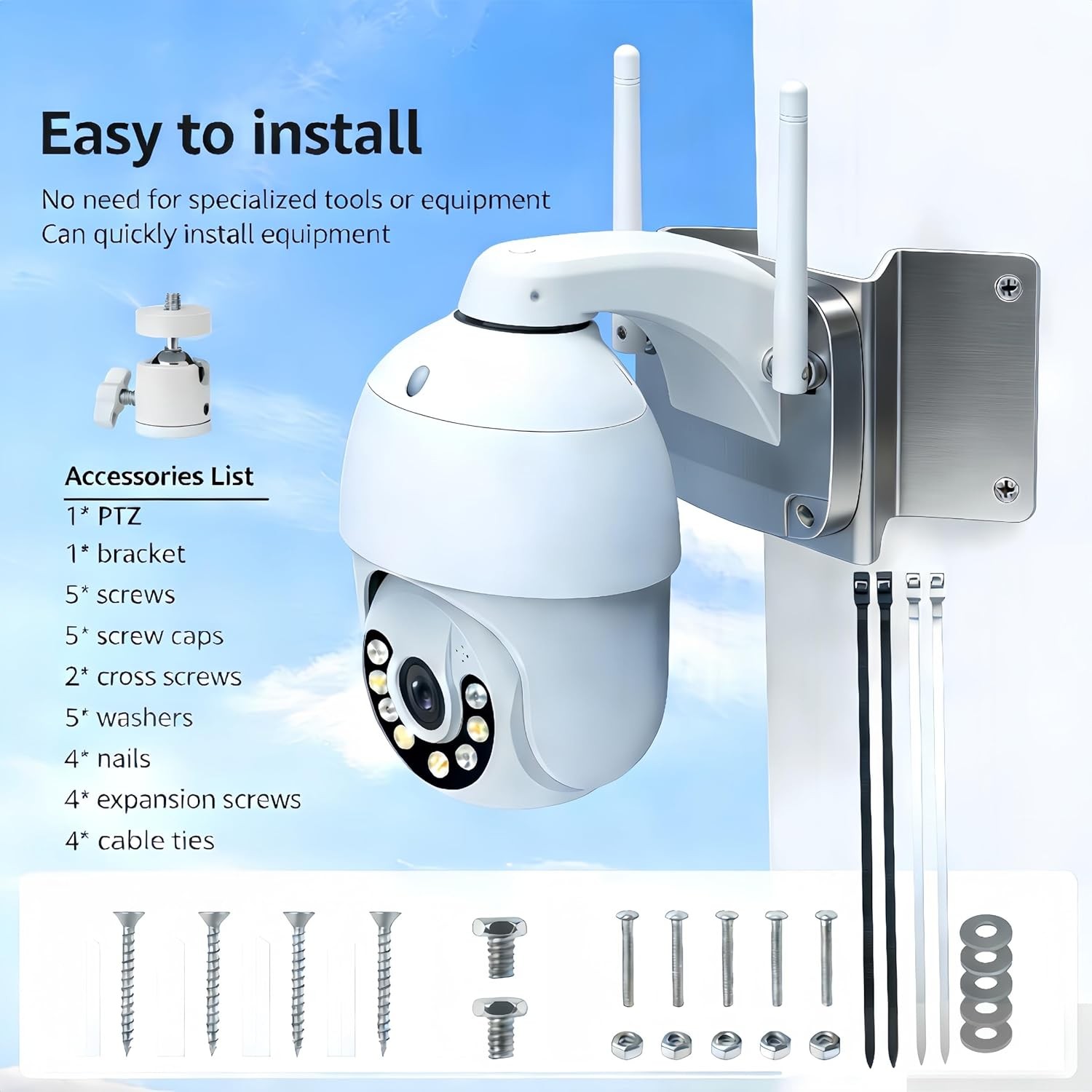 Security Camera Corner Mount Bracket 90 Degree with Ball Head Adapter PTZ Cam