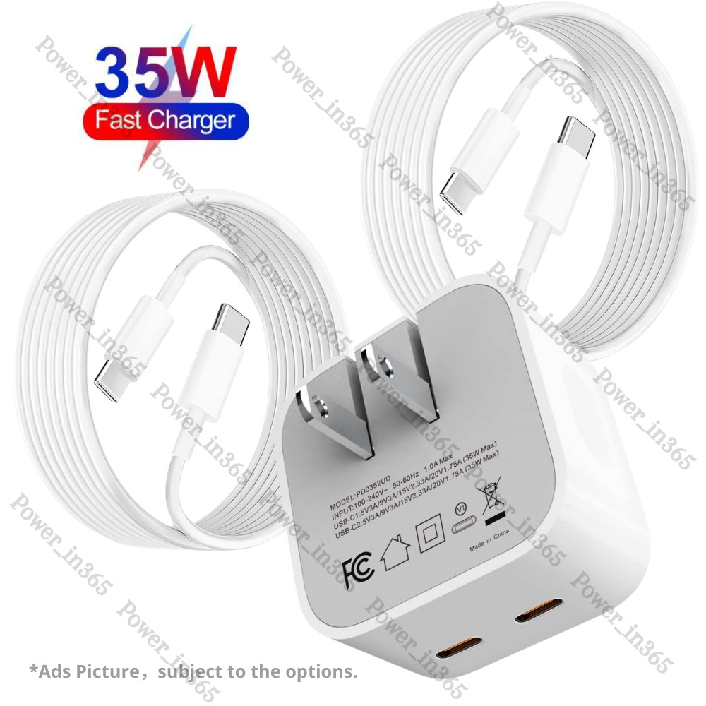35W USB C PD Wall Charger Dual Ports Fast Charge Block For iPhone 14 13 12 11 XR