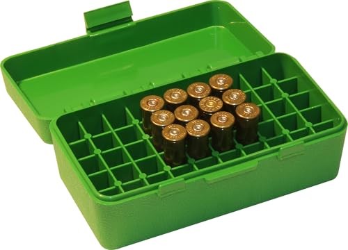 50 round flip top ammo box 38 357 cal green