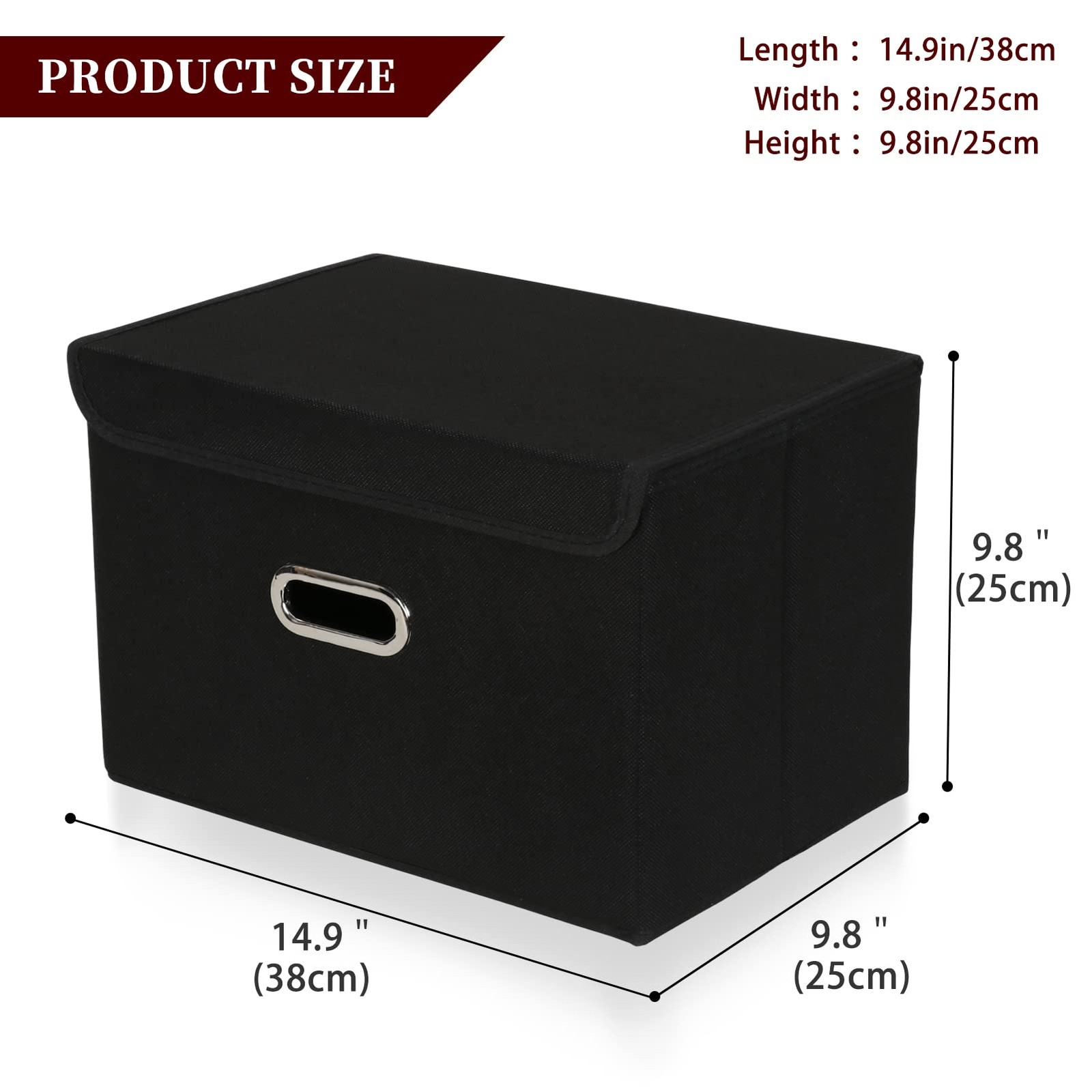 STOREONE Fabric Storage Cube Bins Foldable Organizer Container 3 Pcs, Black