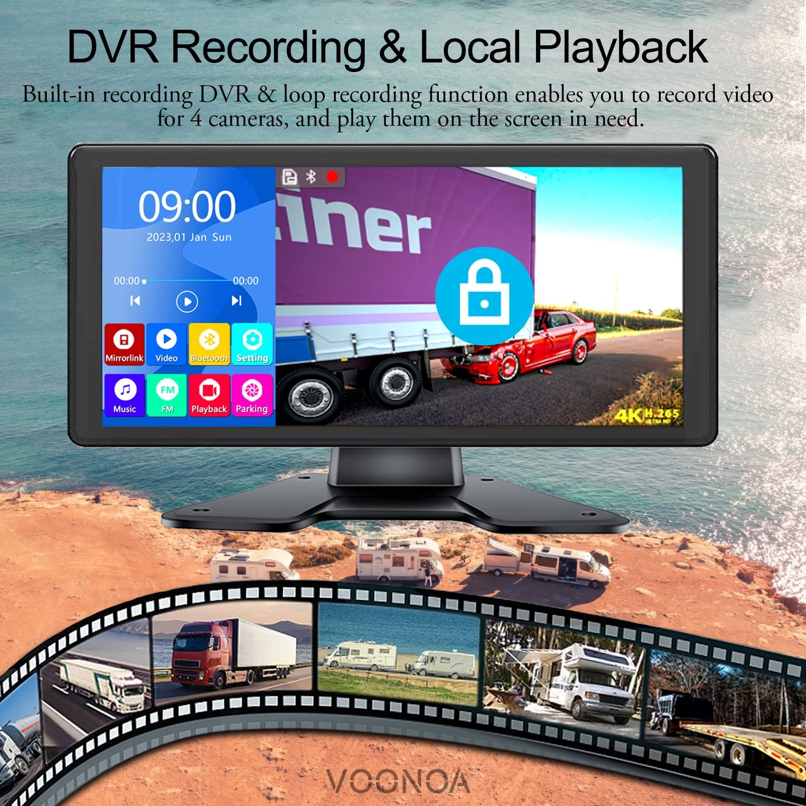 4K RV Backup Camera System 10.36 Inch, black (WIRED SYSTEM, NOT WIRELESS)
