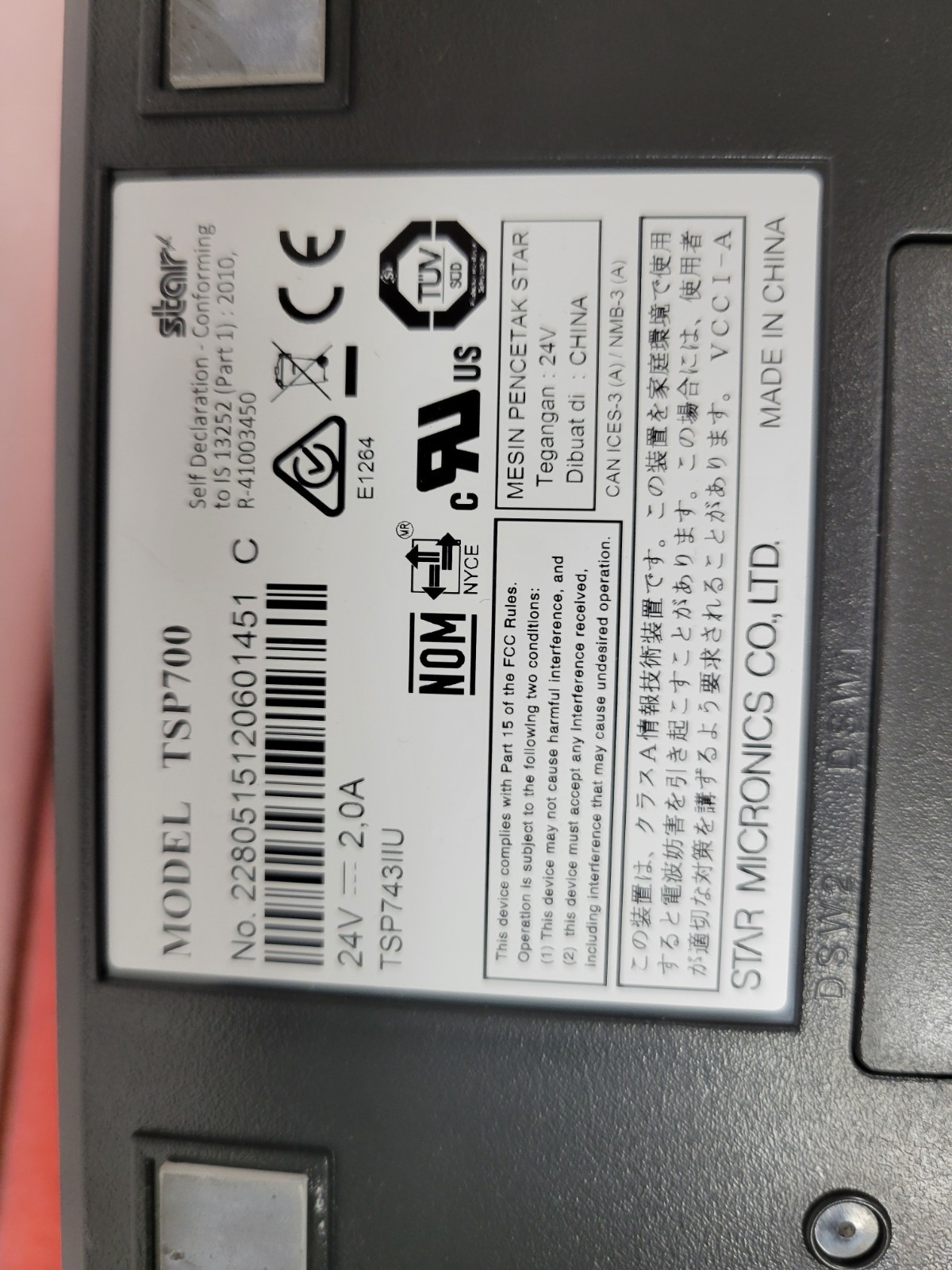 Star TSP700II Thermal Receipt printer *Tested Working* | C893