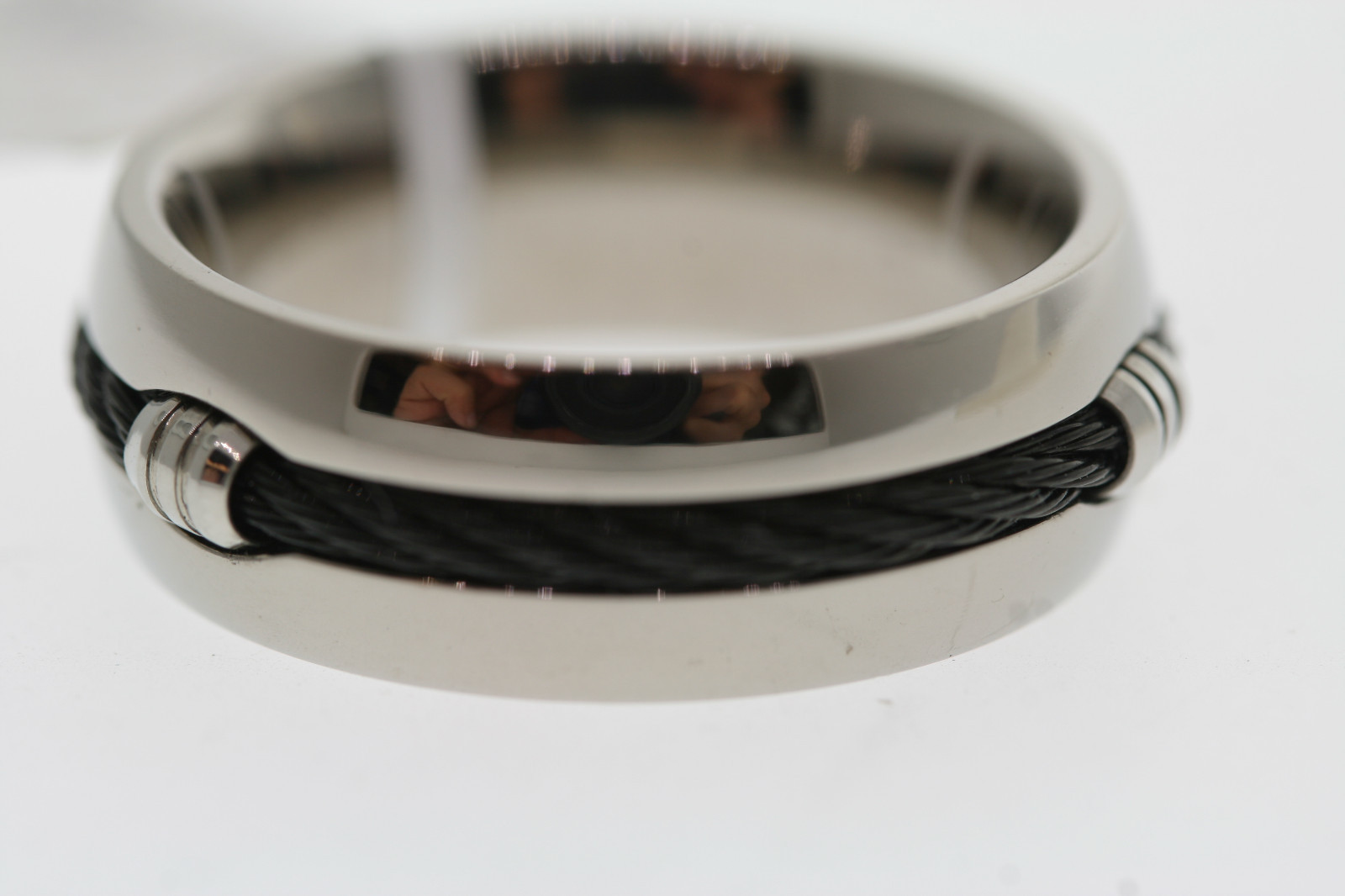 Titanium Black Cable Inlay 7mm Band Ring