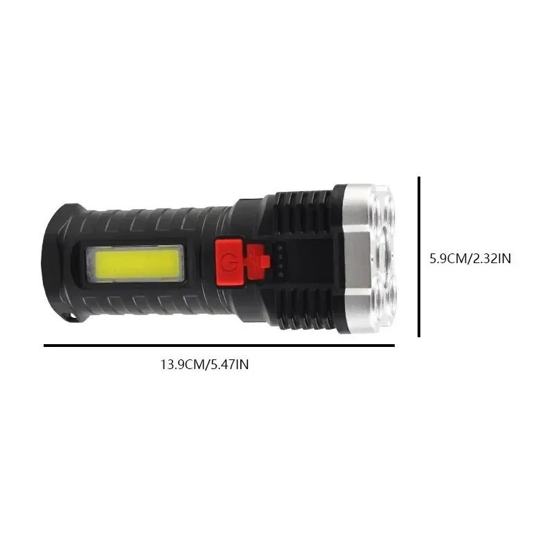 Rechargeable LED Camping Spotlight High Power Flashlight with Side Light & Modes