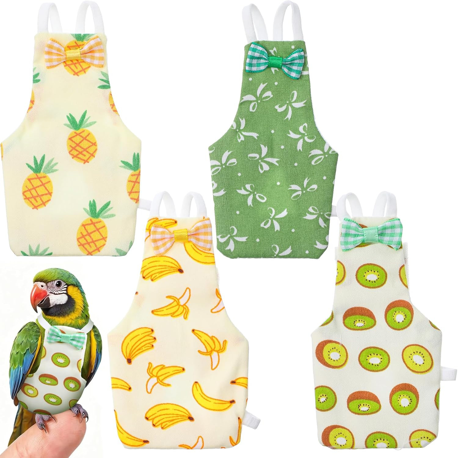 4 Pcs Bird Diaper, Cute Pet Bird Diaper, Parrot Nappy Reusable Flight Suit with