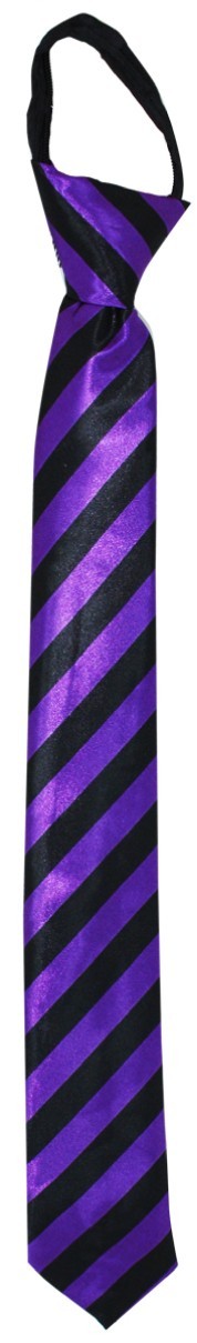 PURPLE & BLACK STRIPED Fully Adjustable Tie 15" One Size fits Most