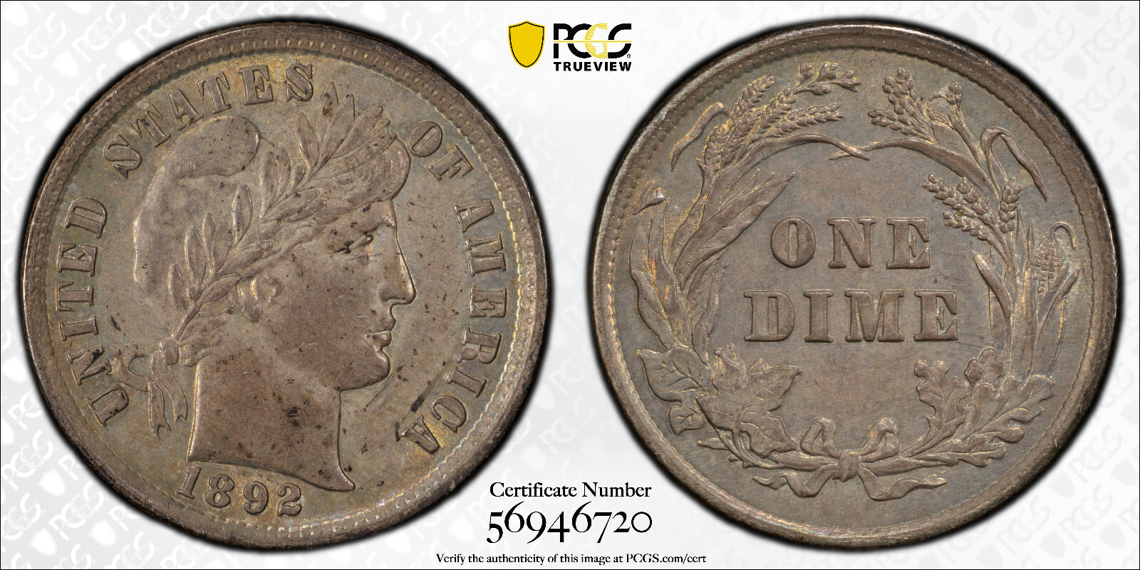 1892 BARBER DIME 10C
