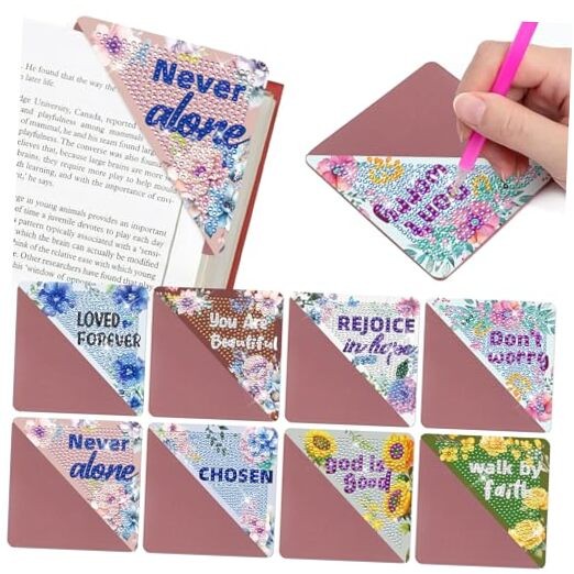 Diamond Painting Bookmarks - 8 Pcs Bible Verse Triangle Diamond Art Christian