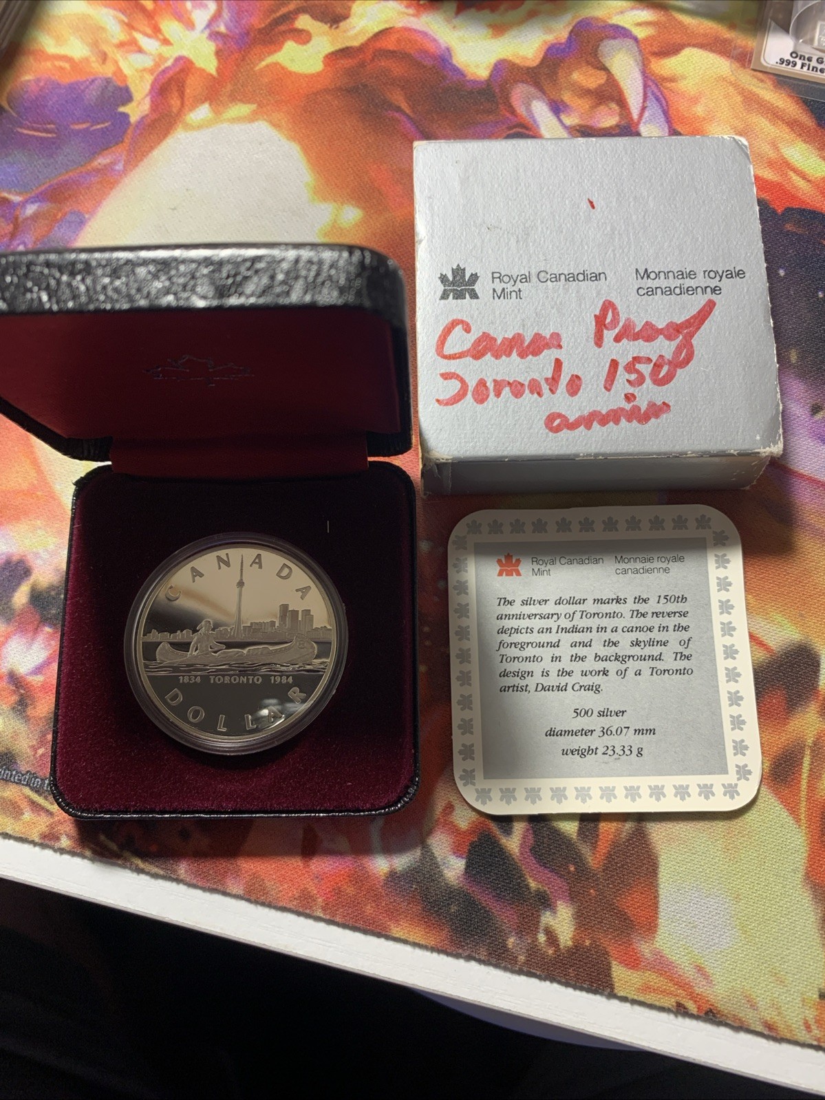 1984 Canada Silver Dollar Proof (Toronto Sesquicentennial w/OGP)