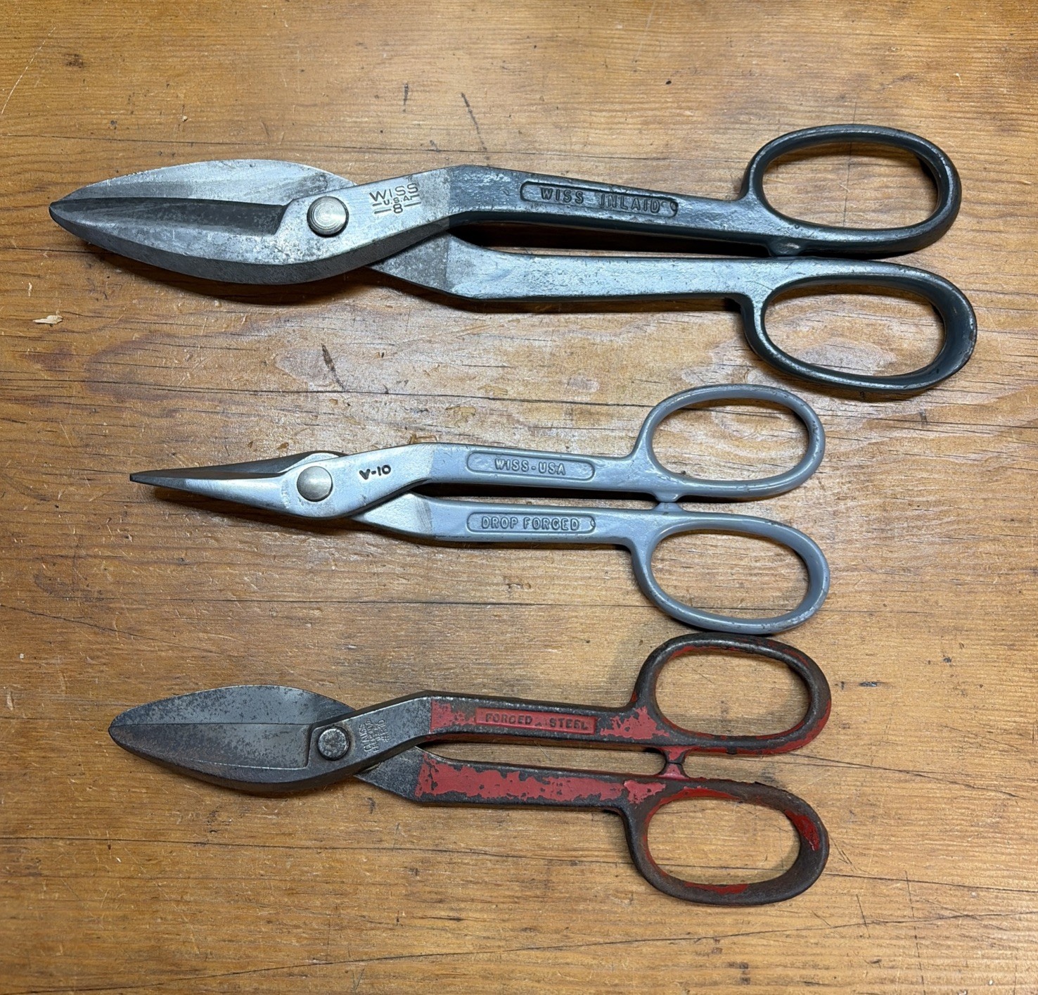LOT of (3) WISS INLAID 8  , V - 10  CLAUS R - 10 Tin Metal Aluminum Snips USA