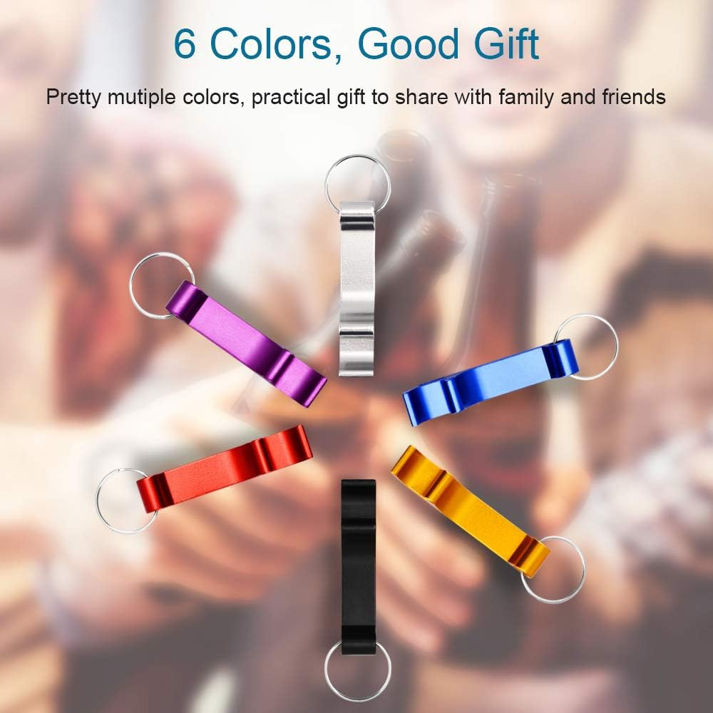 6PCS Colorful Key Chain Beer Bottle Openers for Bar and Home, 6 Color | Small...