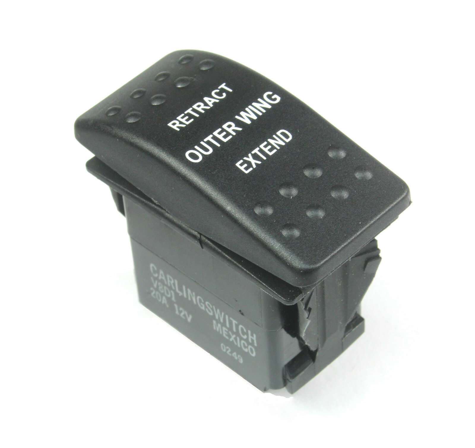 Carling MOMENTARY Rocker Switch SPDT 20A 12VDC (ON) OFF (ON) Outer Ring Extend