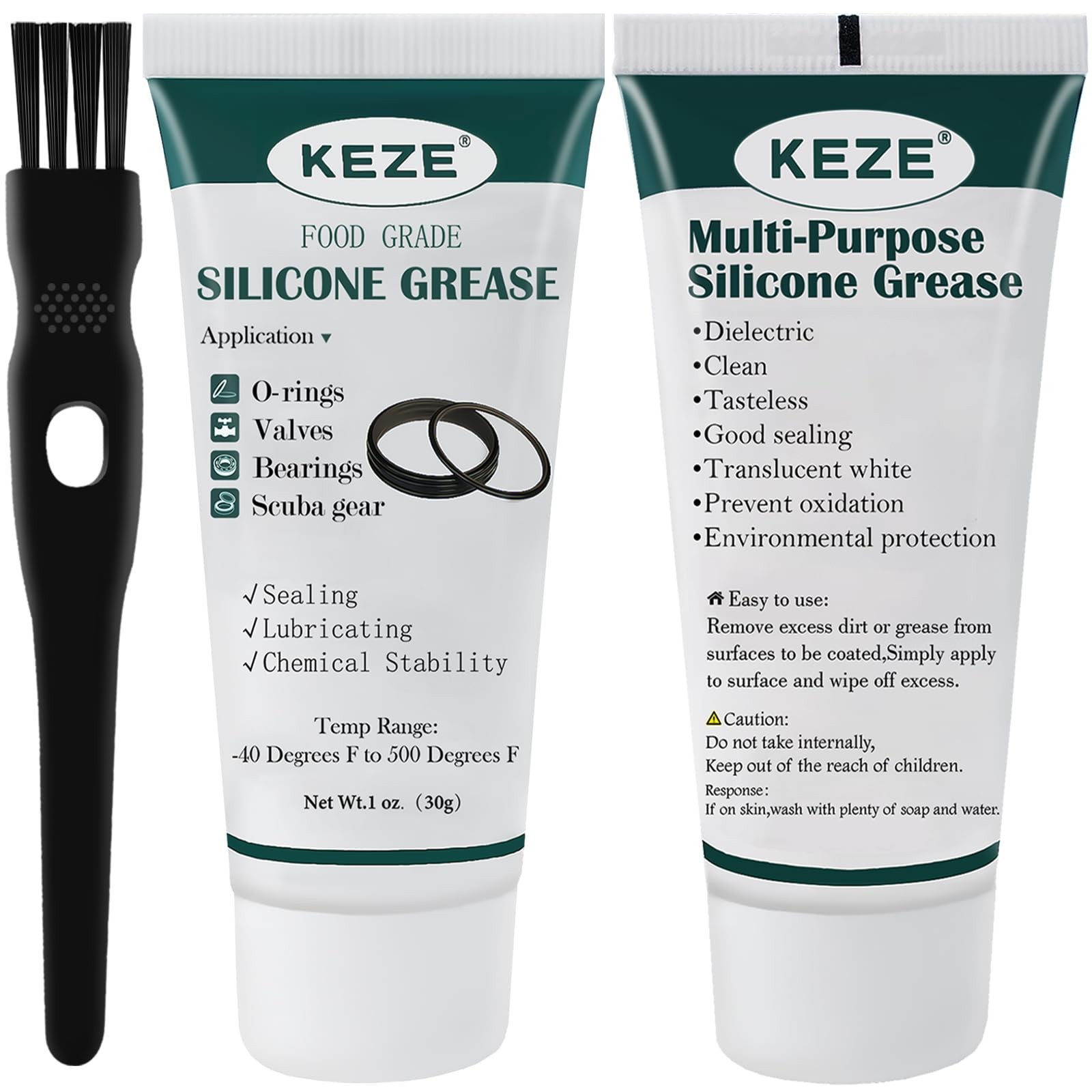 KEZE Food Grade Silicone Grease Pool Lube Tube 2 Pack (1oz),