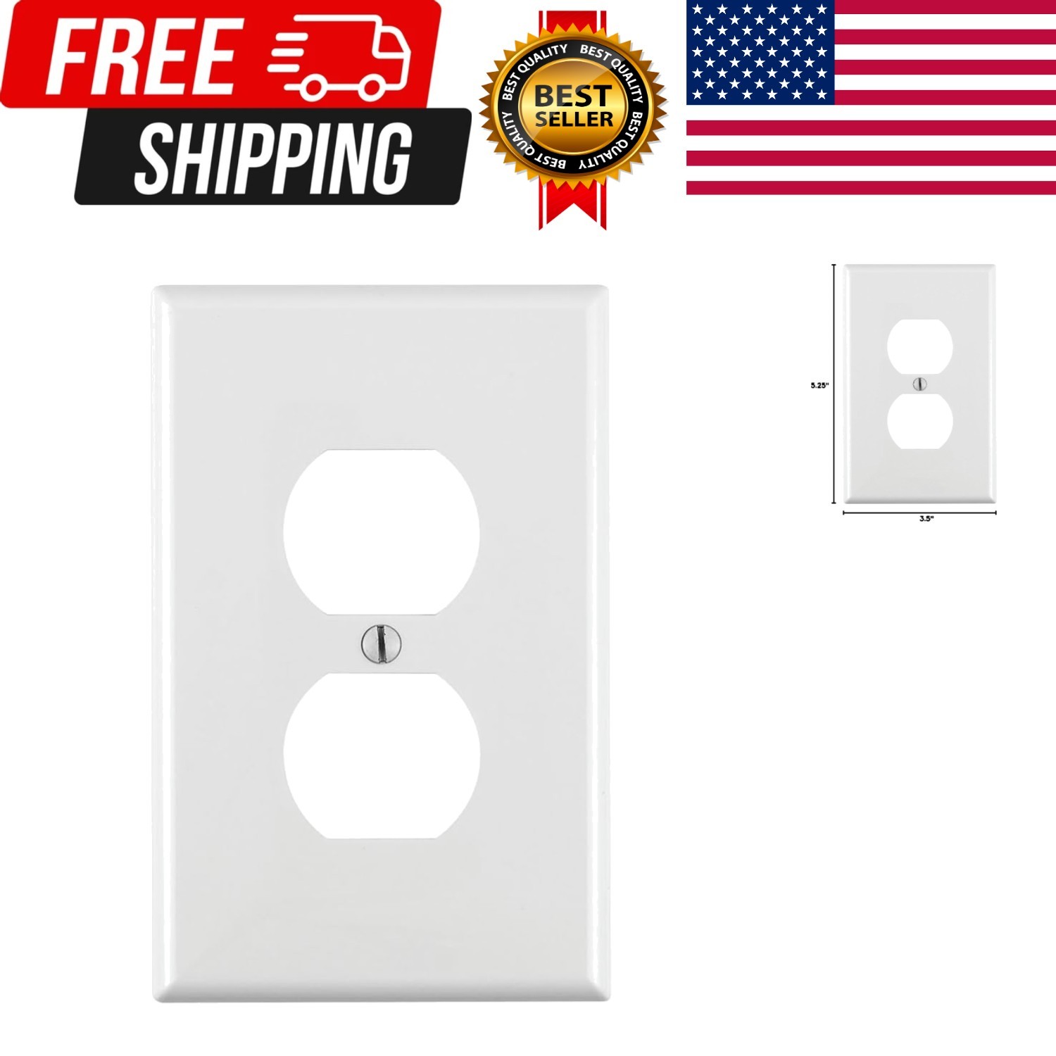 1-Gang, 1-Duplex, Midway Nylon Wallplate, Midway Size, 1 Pack, PJ8-W, White