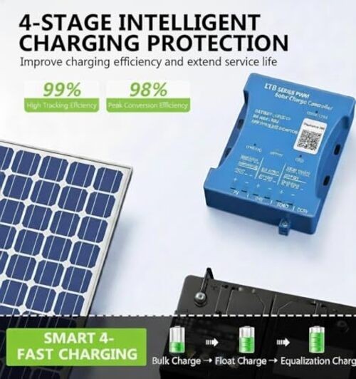 20A Bluetooth Solar Charger Controller 12V/24V - Intelligent Regulator - Solar