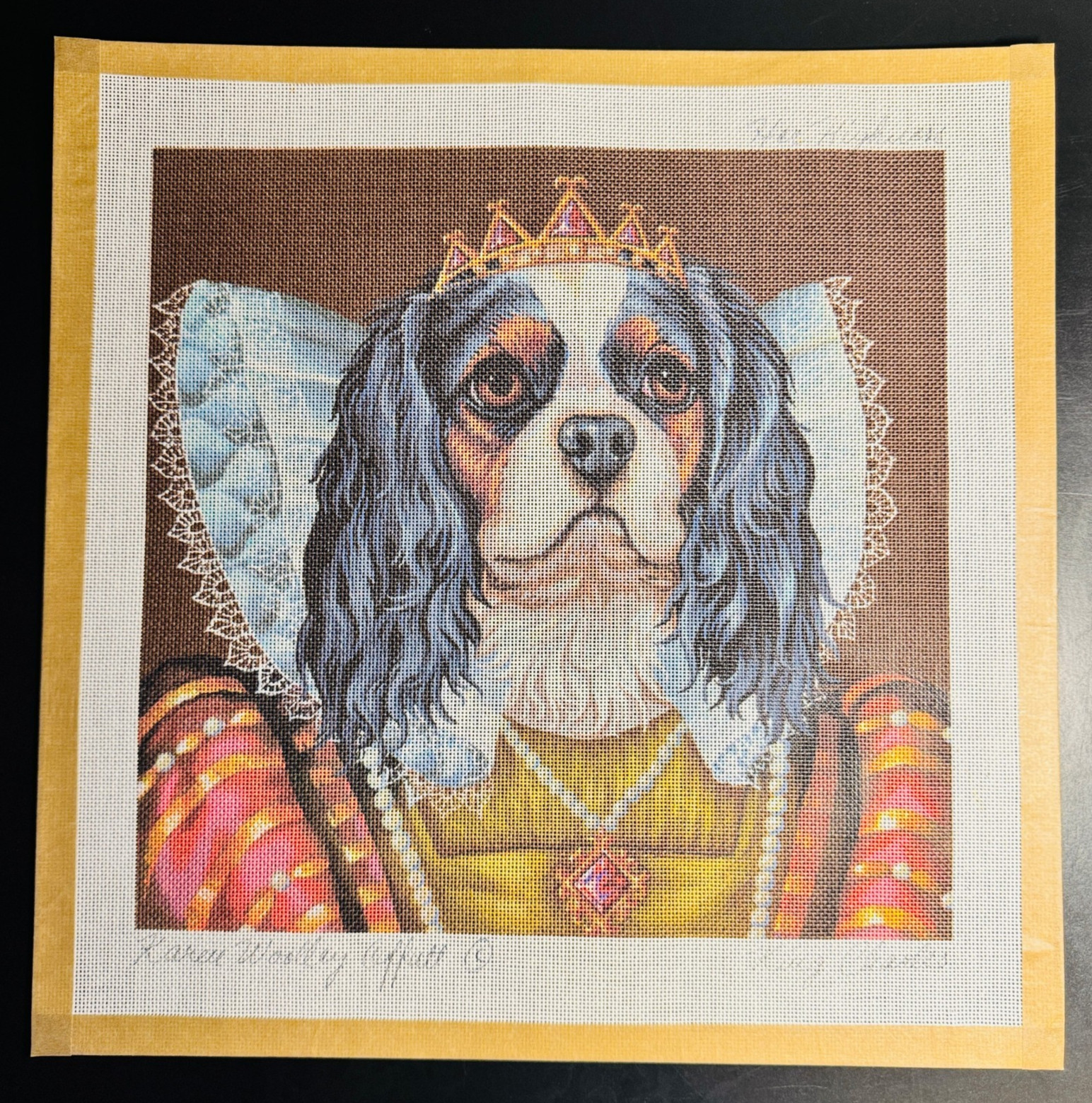 KAREN WOOLLEY OFFUTT "HER HIGHNESS" - Handpainted Needlepoint Canvas 15x15" NOS
