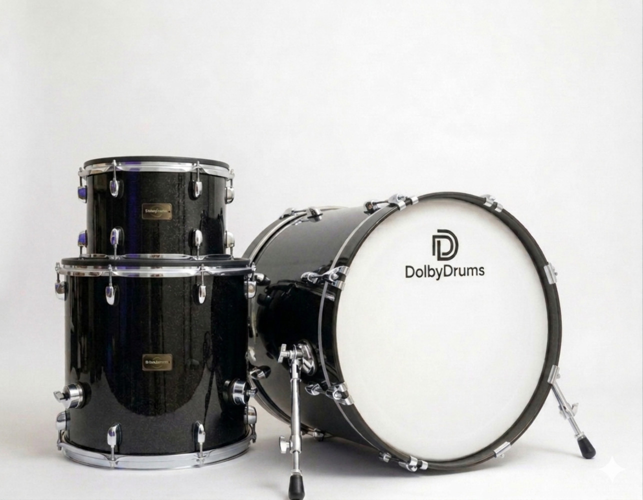 Dolby Electronic 3pc Drum Set 20” Bass Black Sparkle for Roland Alesis