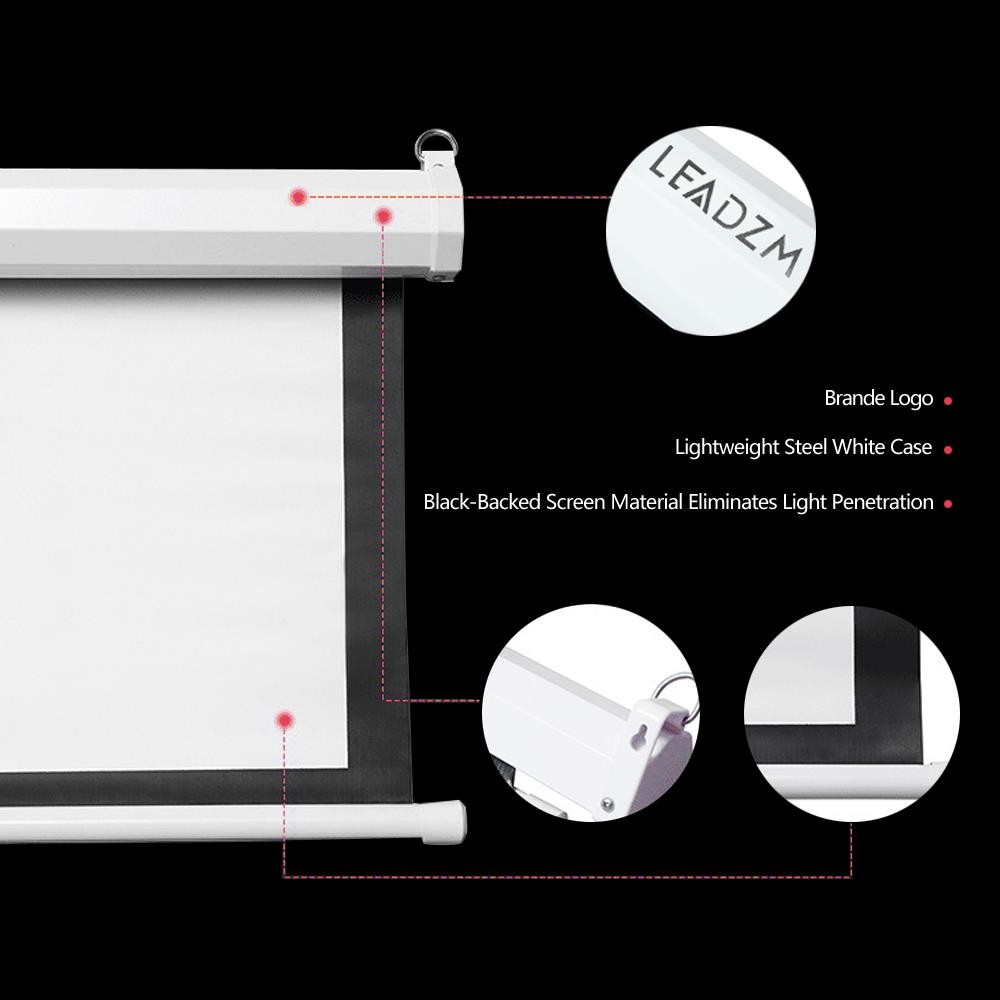 Leadzm 92" 16:9 Viewing Area Motorized Projector Screen Matte White Remote Home