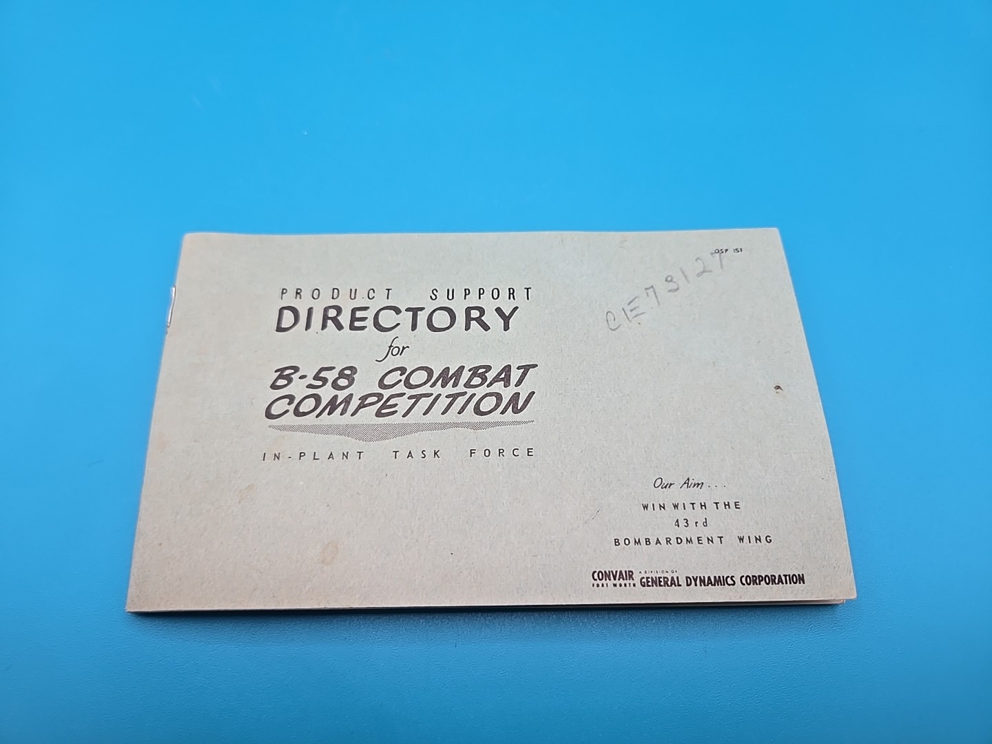 VTG Rare Product Support Directory B-58 Combat Competition Carswell AFB