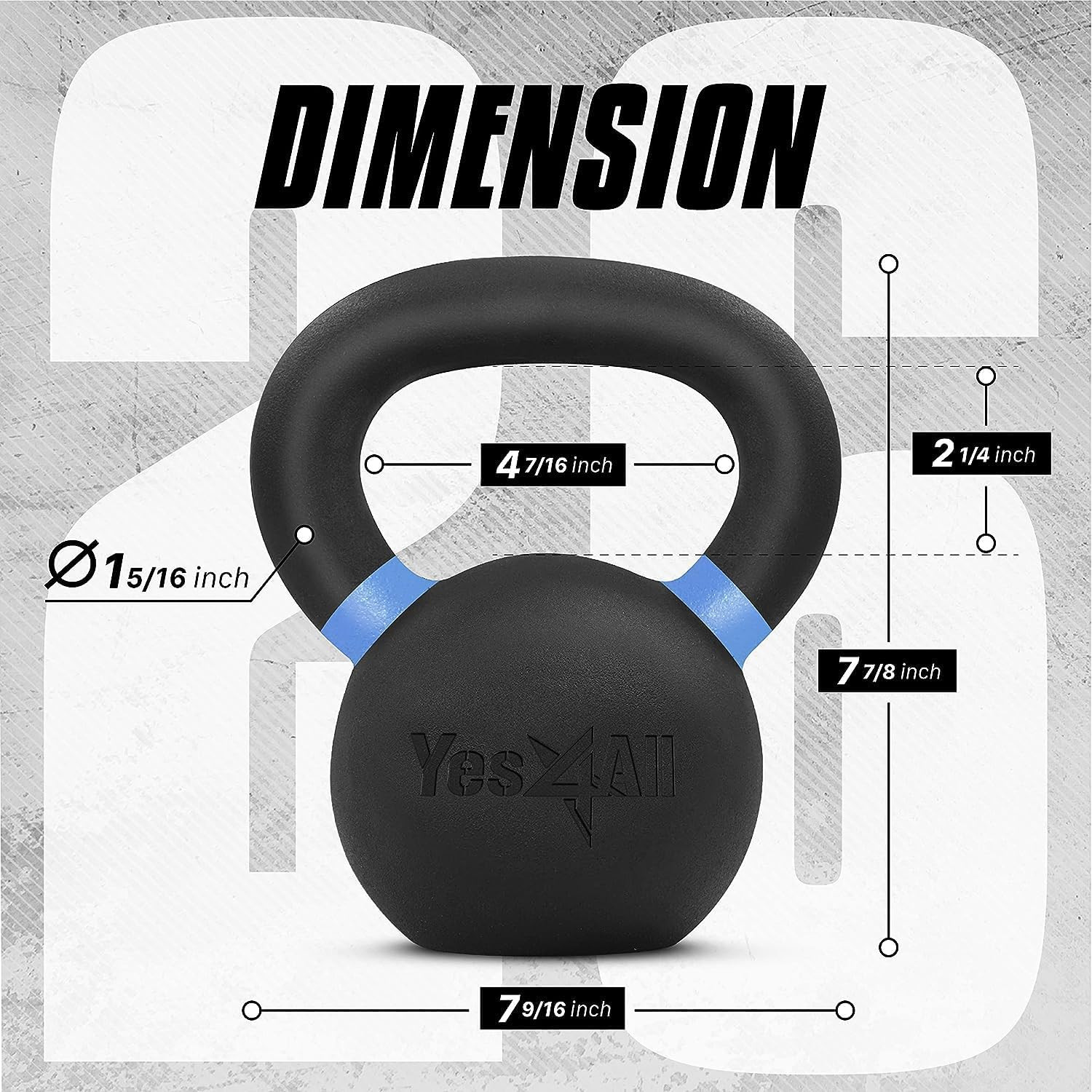 Powder Coated Kettlebell, Cast Iron Core Kettlebells with Non-Slip Handle & Flat